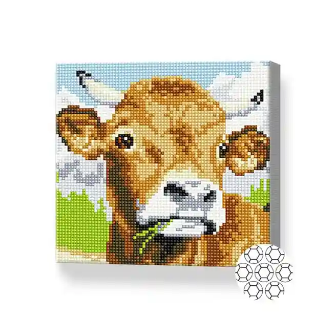 Коровка в горах, 20x20 см, алмазная мозаика