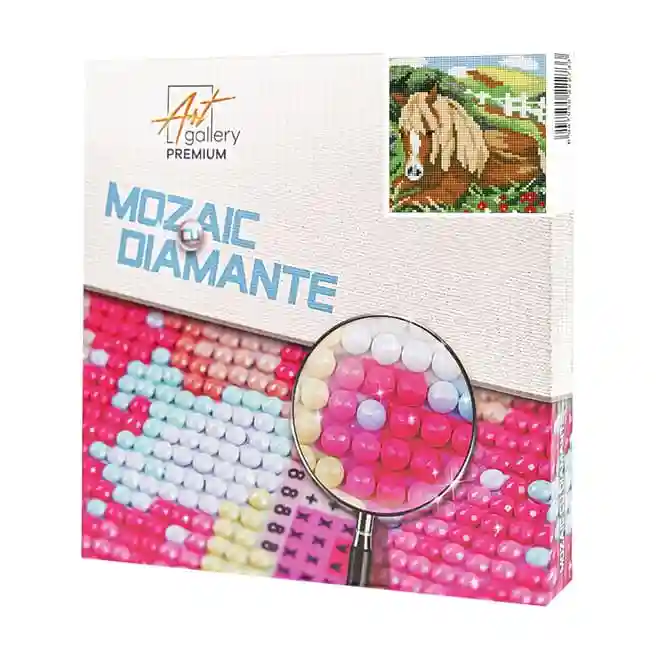 Cal odihnindu-se pe pajiște, 20x20 cm, mozaic cu diamante