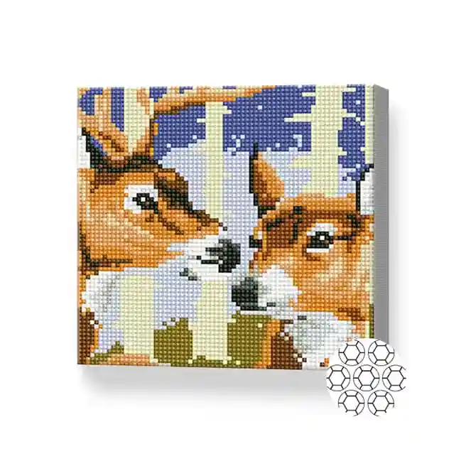 Cuplu de cerbi, 20x20 cm, mozaic cu diamante