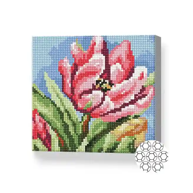 Алый тюльпан, 20x20 см, алмазная мозаика