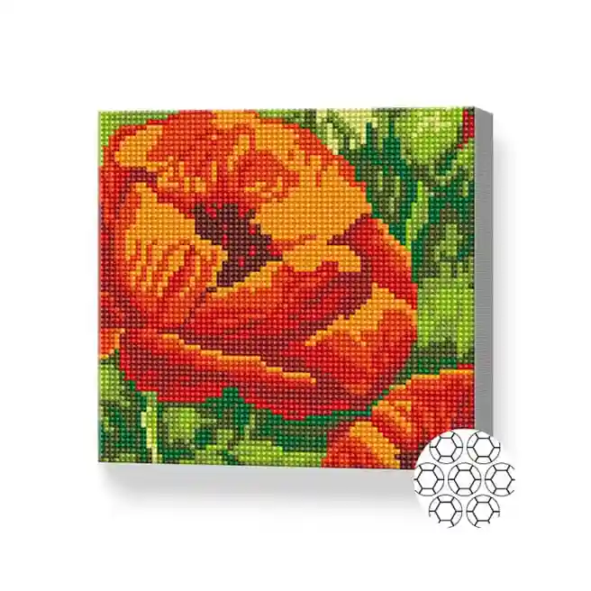 Мак, 20x20 см, алмазная мозаика