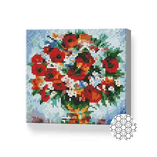 Buchet de flori de câmp, 20x20 cm, mozaic cu diamante