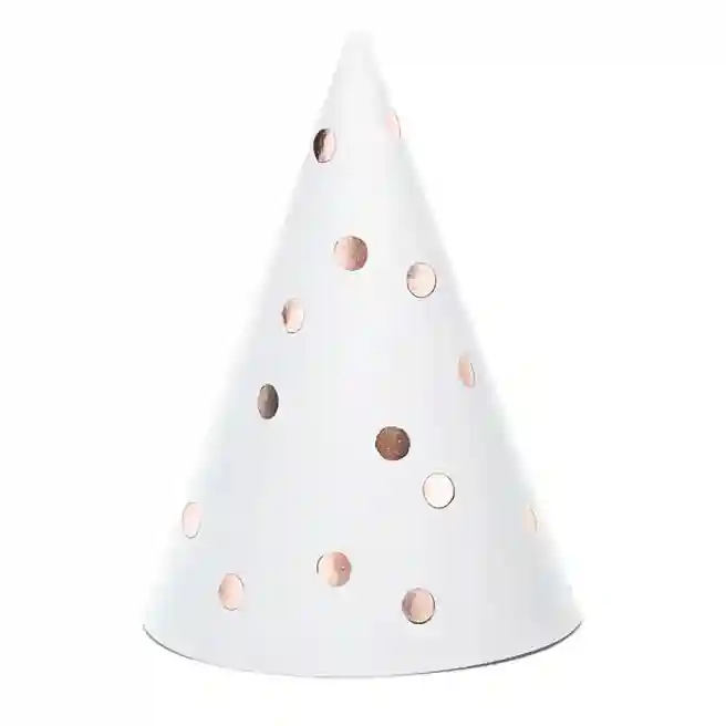 Set pălării de petrecere buline rose gold, mix, 16 cm, 6 buc