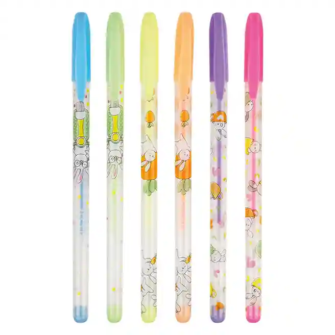 Set de pixuri gel ArtSpace "Iepuraș" 6 buc., 6 culori, 1,0 mm, pastel