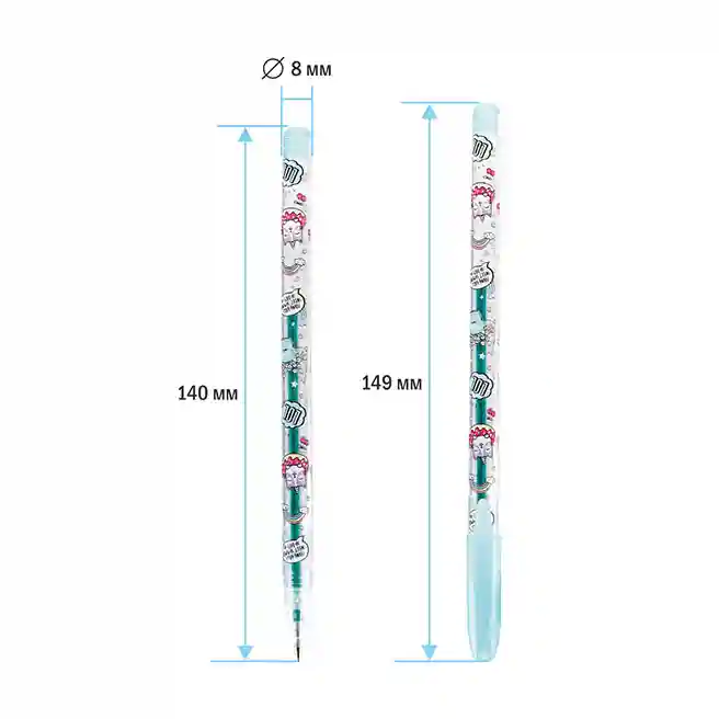 Set de pixuri gel ArtSpace "Pisică pofticioasă" 12 culori, 1,0 mm, cu sclipici
