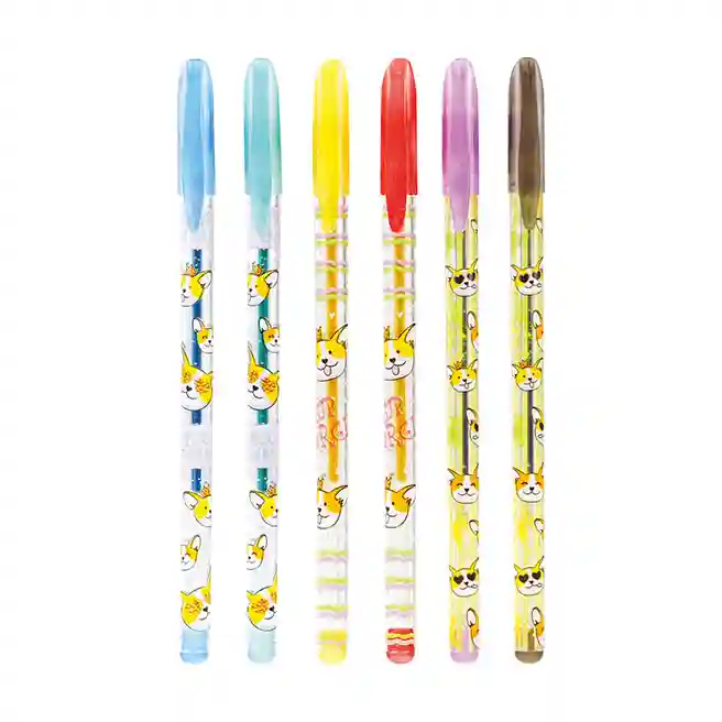 Set de pixuri gel ArtSpace "Animalele drăguțe" 6 culori, 1,0 mm, cu sclipici