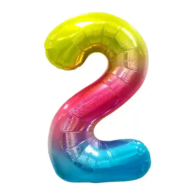 Balon folie, 40", MESHU, cifra 2, gradient curcubeu