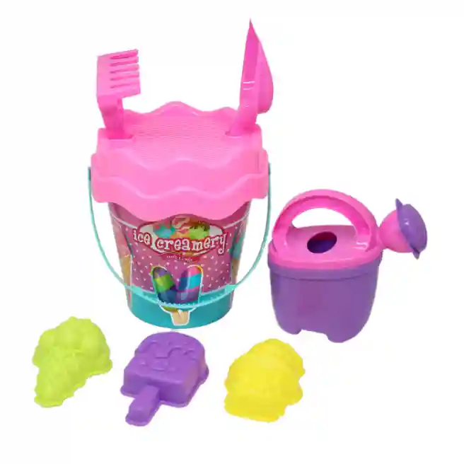 Set pentru nisipiera cu găleată (8 buc), roz, cod 802007