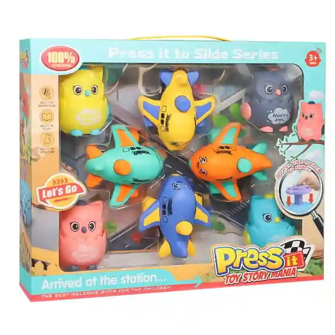 Set de avioane și bufnițe "Press it", 8 buc., cod 902004