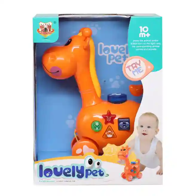 Jucărie de împins și tras Girafă cu lumină și sunet, cod 902537
