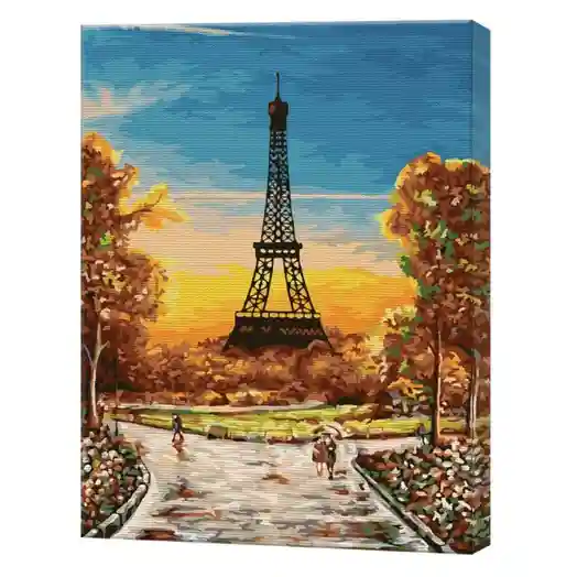 Turnul Eiffel spre amurg, 40x50 cm, pictură pe numere