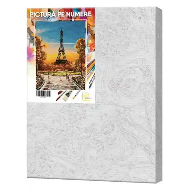 Turnul Eiffel spre amurg, 40x50 cm, pictură pe numere