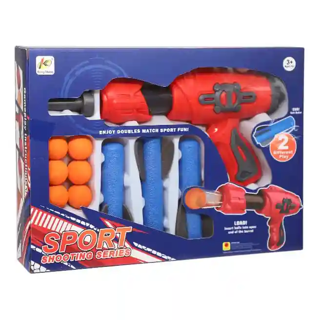 Pistol cu pompă și gloanțe moi, roșu, cod 902594