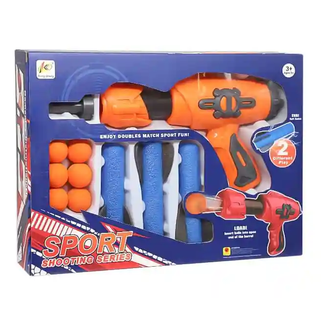 Pistol cu pompă și gloanțe moi, portocaliu, cod 902595