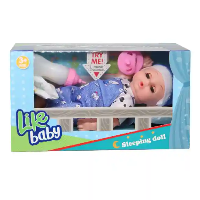 Păpușă bebeluș cu sticluță albă, cod 909089