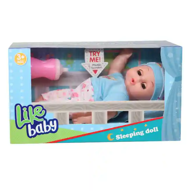 Păpușă bebeluș cu sticluță roz, cod 902091