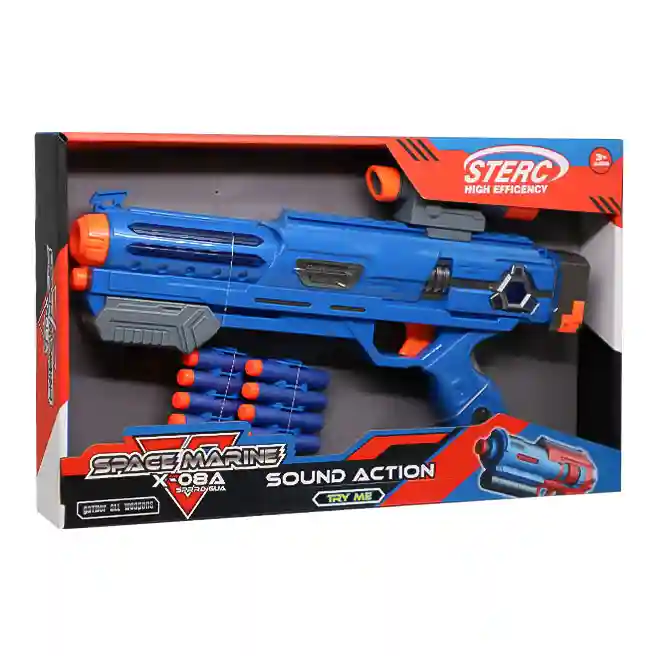 Pistol blaster cu 8 gloanțe moi, albastru, cod 902583