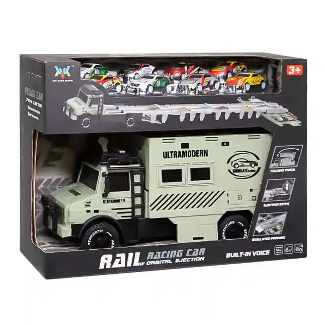 Set transportor auto gri cu 8 mini mașini, cod 902129