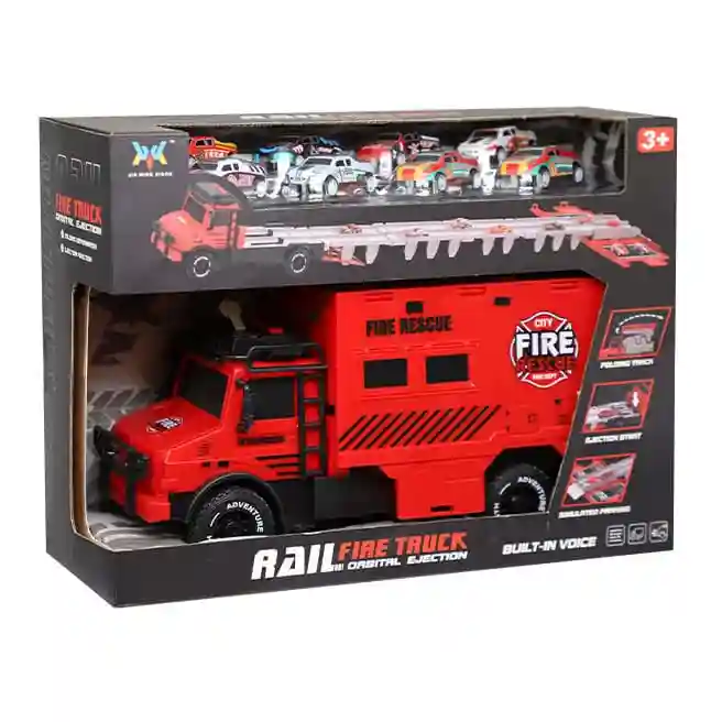 Set transportor auto roșu cu 8 mini mașini, cod 902130