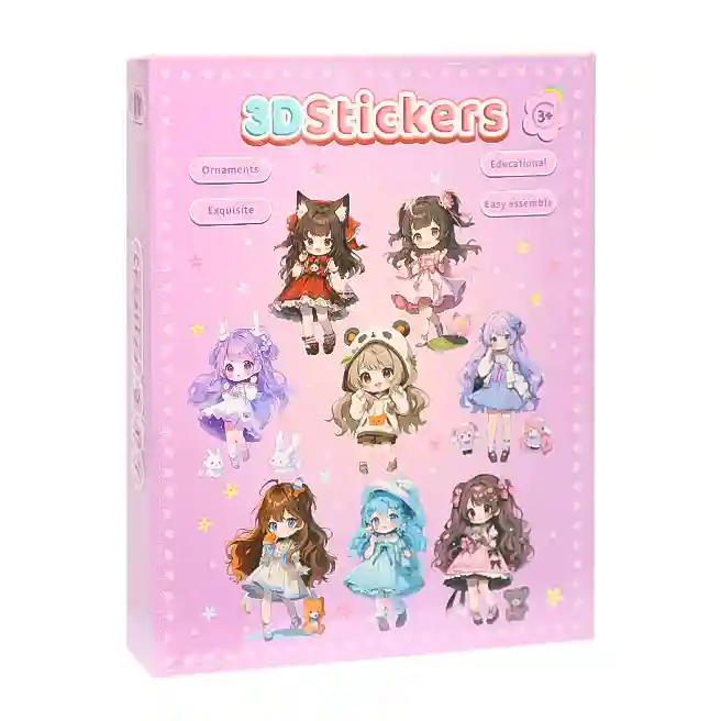 Set de autocolante 3D cu ramă roz „Panda Girl”, cod 843012
