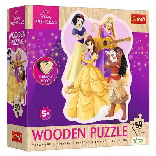 TF Puzzle "50 Wooden Contour Puzzle" - "Lovely Princesses / Disney Princess", cod 60552