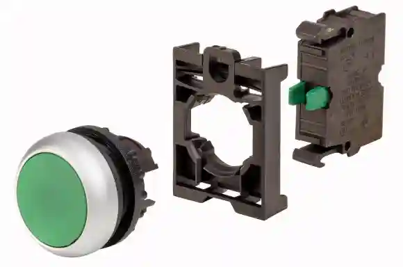 M22-D-G-K10-BVP Cap buton comanda modular completat cu bloc de contact 1NO (normal deschis), verde