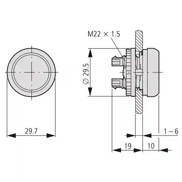 M22-D-G Cap buton comanda modular, verde