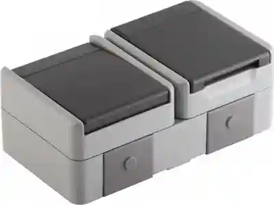 IP44 Priza SCHUKO+intrerupator cap scara pe orizontala gri-mat (CF12GY-U)