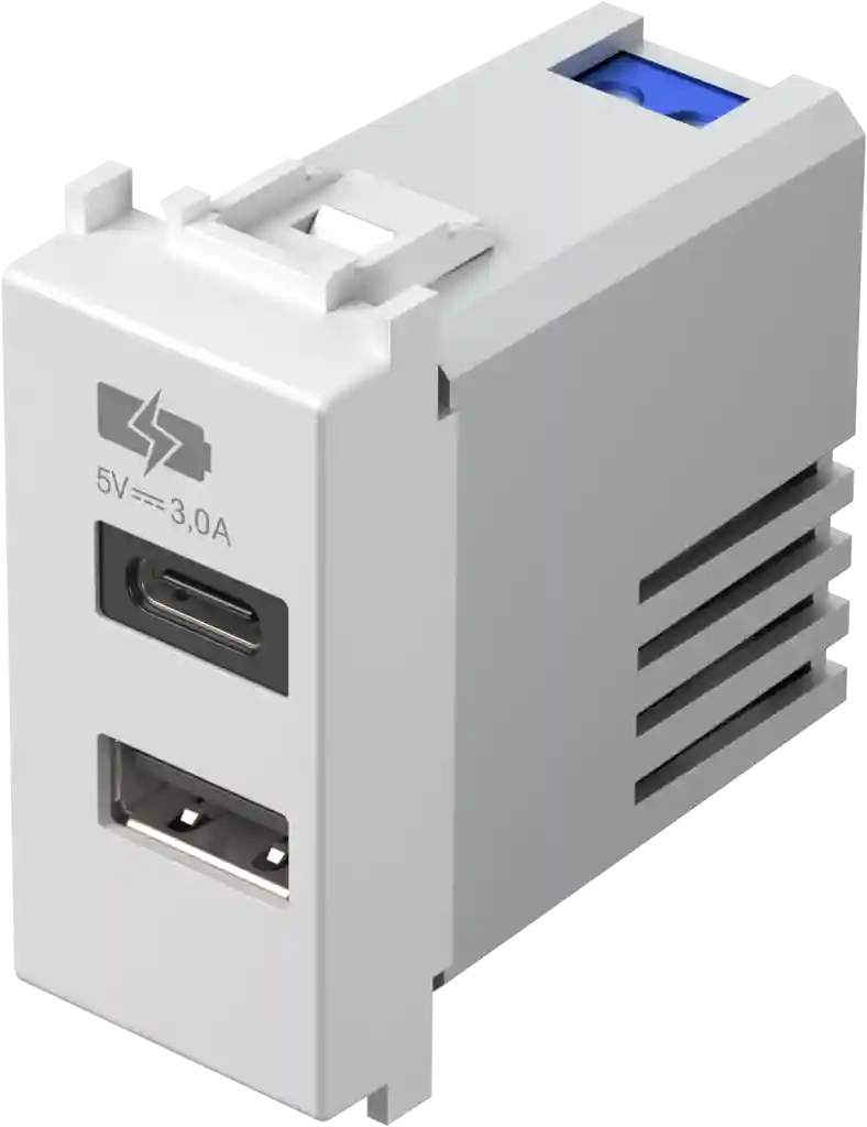 Priză USB tip A&C charging ports 3.0 A alba (EM68PW-U)