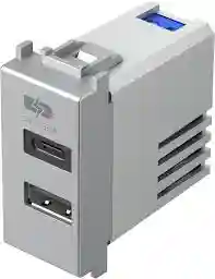 Priză USB tip A&C charging ports 3.0 A argintiu (EM68ES-U)