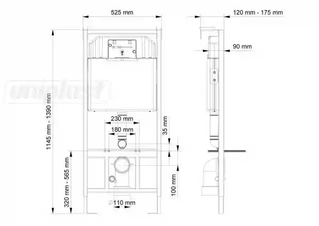 Rezervor incastrat pentru vas WC suspendat (cu cadru) 3/6 l SLIM 80 fara buton (A112-001)  VISAM