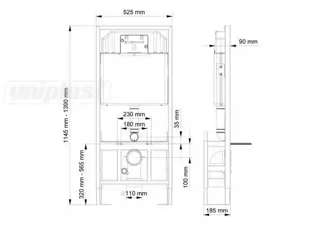 Rezervor incastrat pentru vas WC suspendat 3/6 l (Free Standing) SLIM 80 fara buton (A112-002)  VISAM