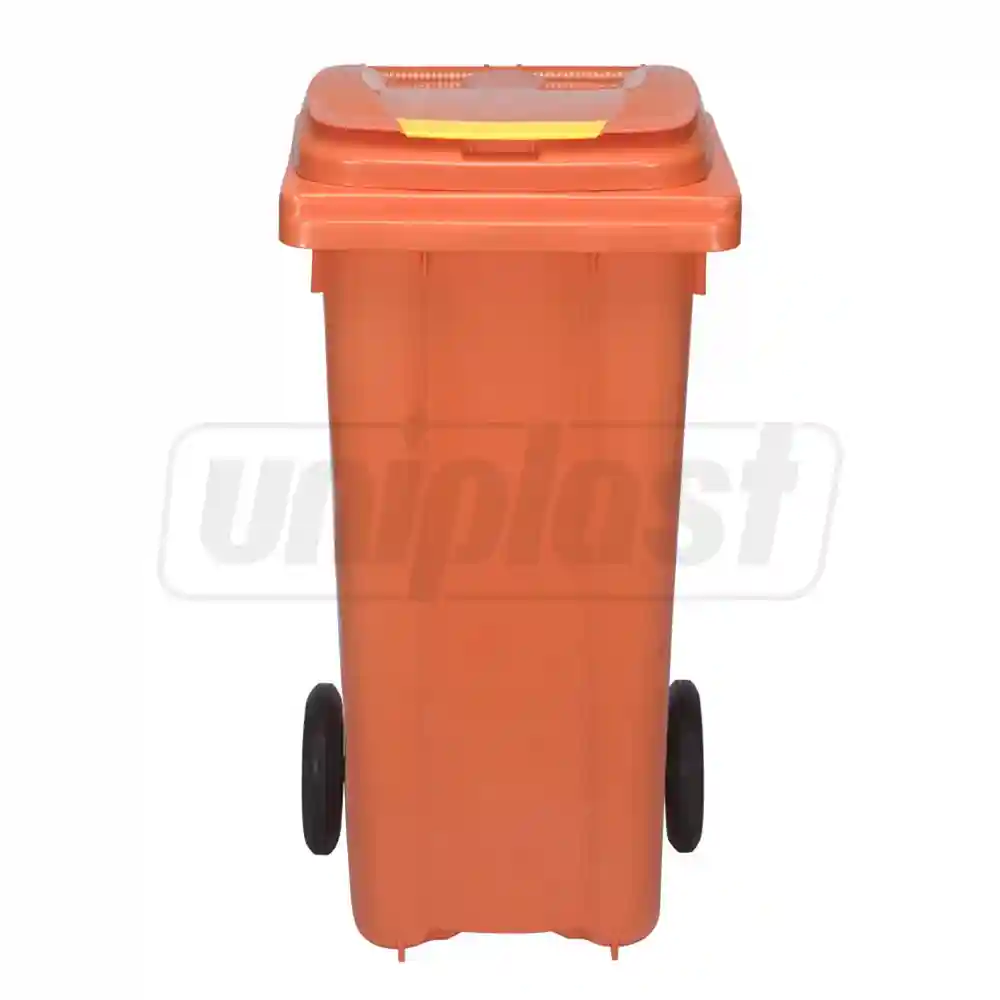 Бак мусорный 120 л на колесах (оранжевый) UNI
