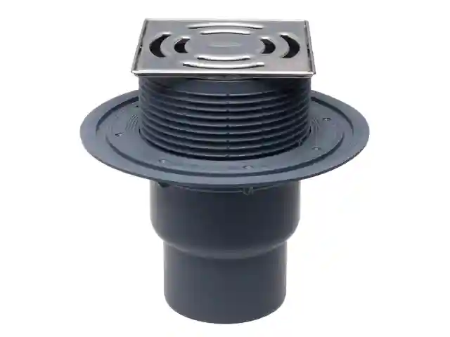 Sifon de pardoseala vertical PP D. 75/110 pentru balcon/terasa, cu grila inox (145 x 145 mm) HL3100T  HL
