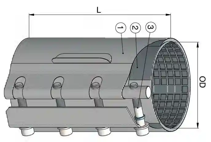 Хомут ремонтный D.187-198 PN16 L=300 мм (однополосный)  WATO