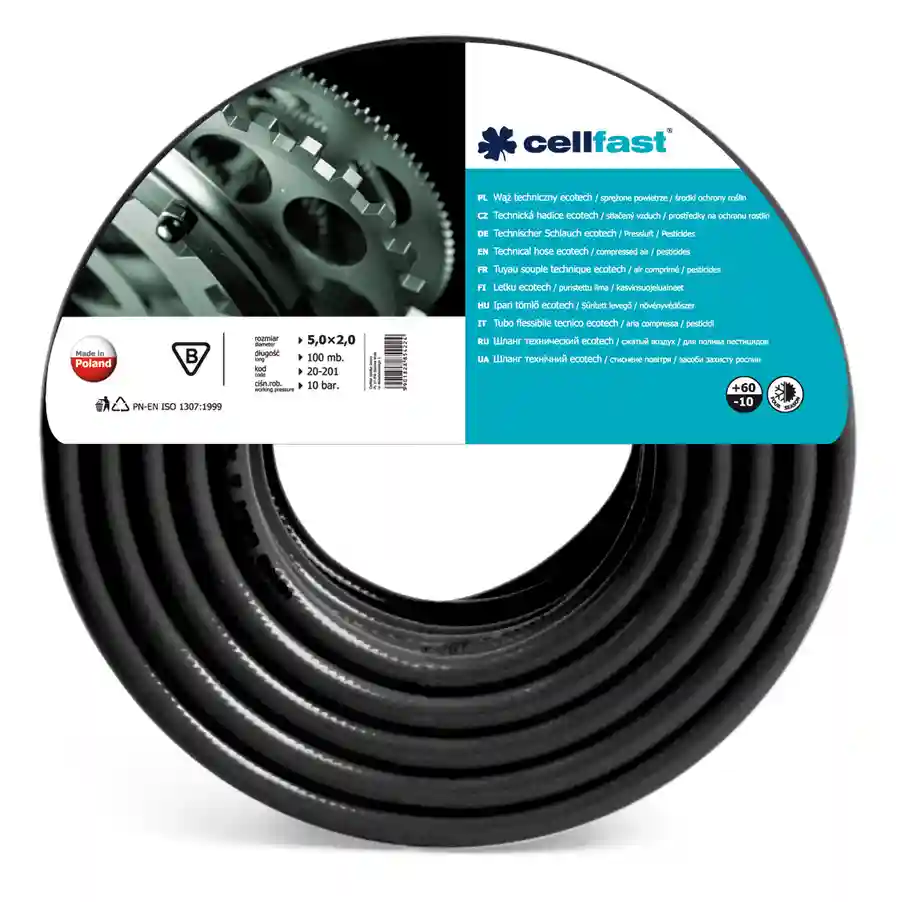 Furtun tehnic ECOTECH D.25x4.5 PN10 (negru)  CELLFAST