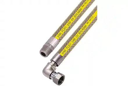 Furtun pentru gaz D. 1/2" FE/FI cu cot L=150 cm INOX  KAS