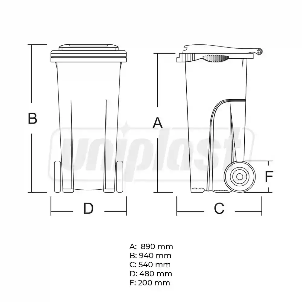 Бак мусорный 120 л (HDPE) на колесах (зеленый)  UNIPLAST TR