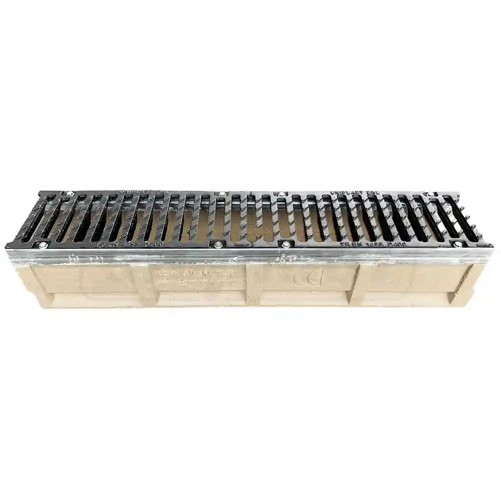 Gratar fonta canalizare cu rigola fibrobeton L=1000 mm H=200 mm B=200 mm EN124 D400 TR