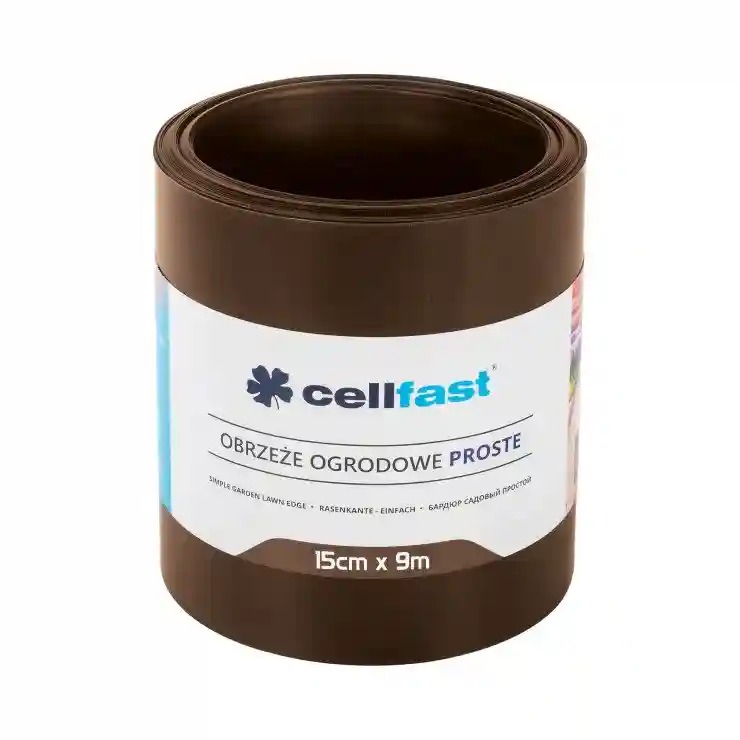 Бордюр садовый газонный 15 см x 9 м гладкий (коричневый)  CELLFAST