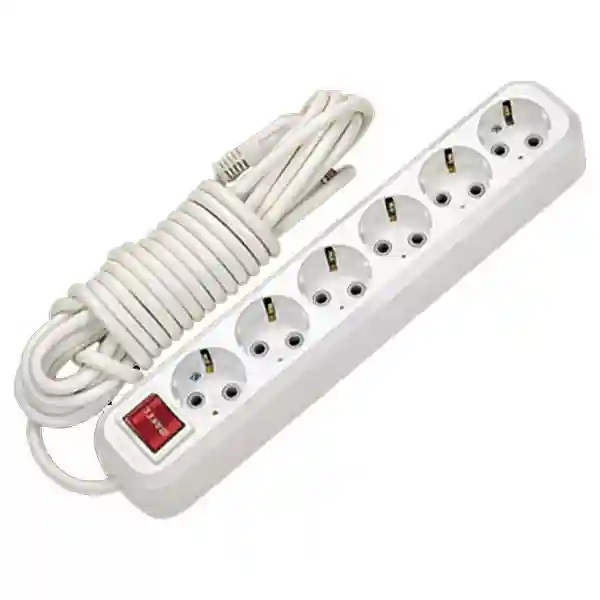 Prelungitor 6 locuri cu pamintare+intrerupator 3m 3x1