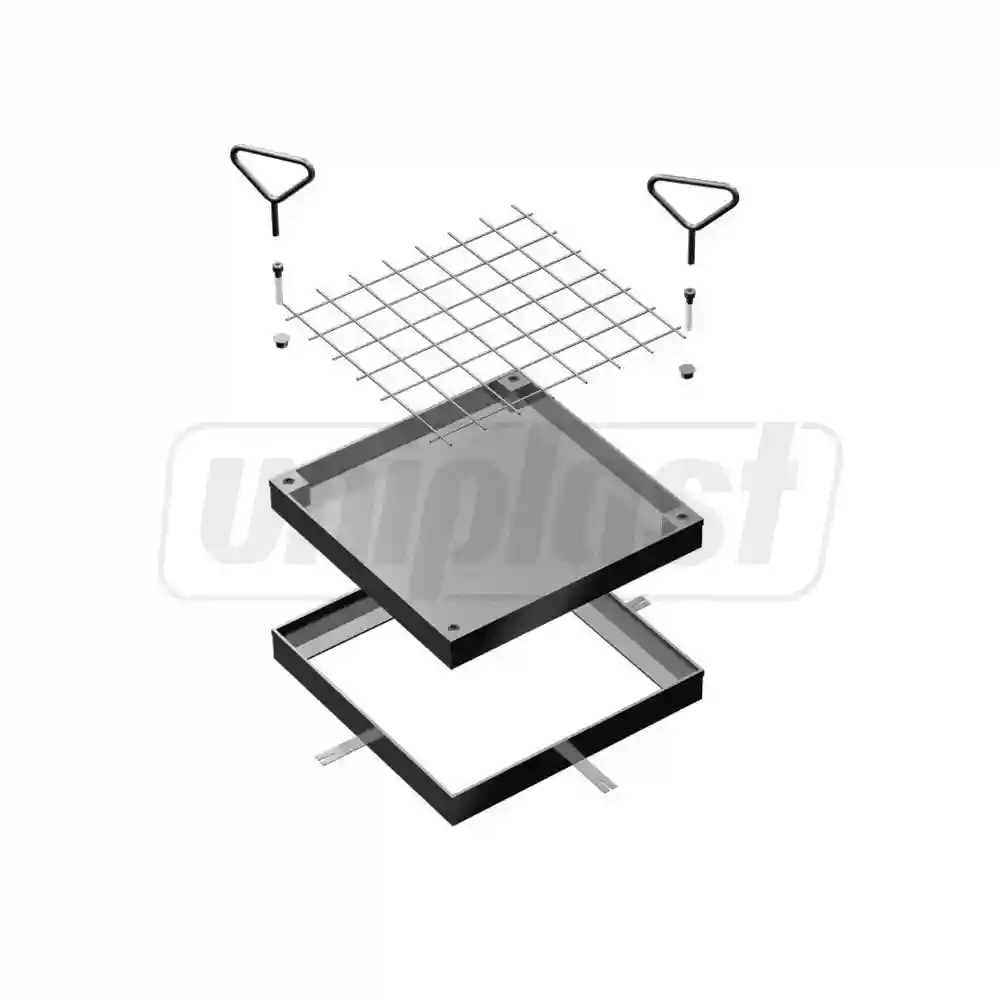Capac pentru camin de vizitare aliminiu patrat 500x500x25 mm A15 (invizibil)