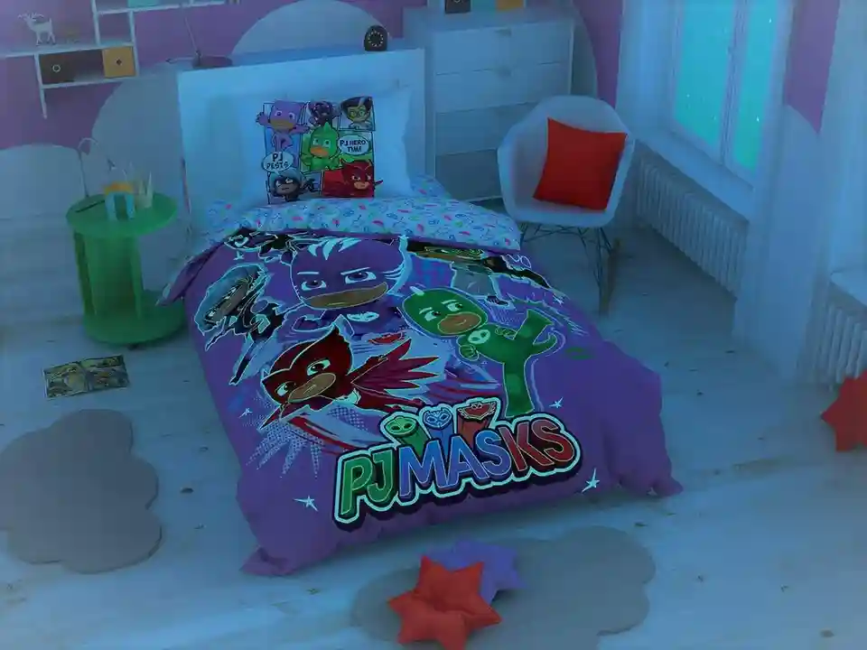 Set lenjerie de pat copii Disney 1,5 persoane -TAC PJ MASKS HERO