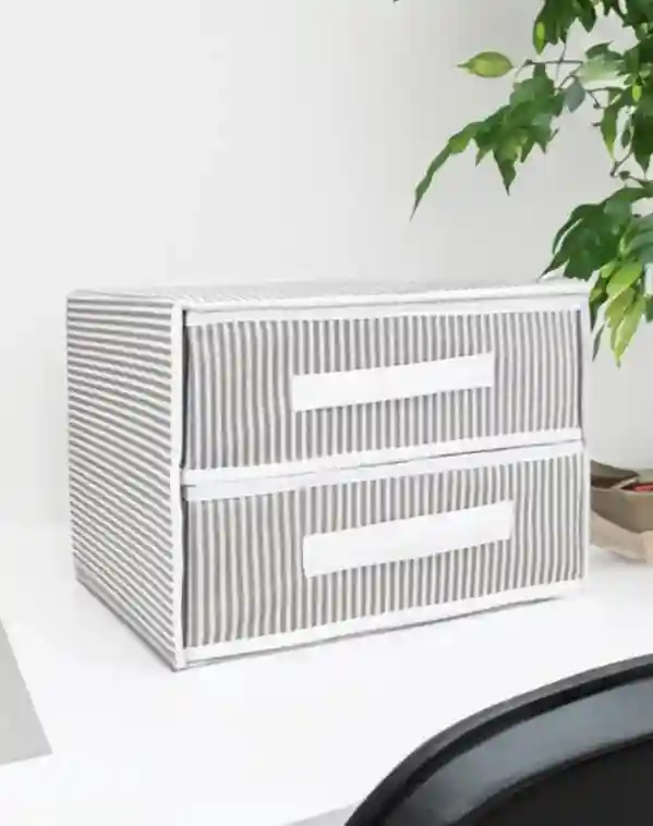 Складной ящик для хранения с 2 выдвижными ящиками 31x22x30 см Серый