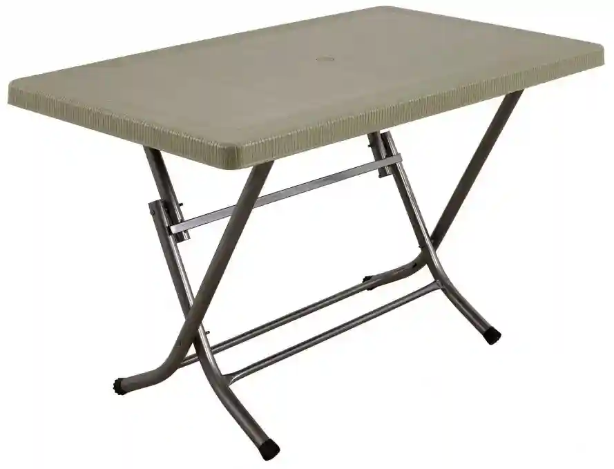 Masă din plastic cu picioare din metal RATTAN  70x120cm Cappuccino