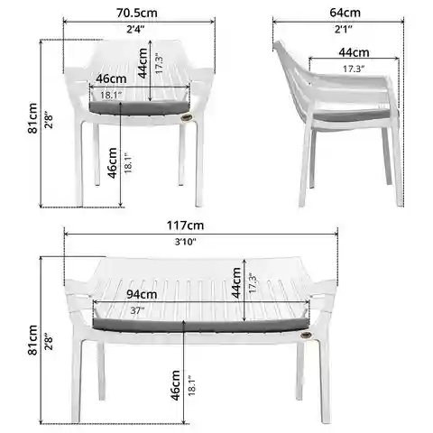 Set de mobilier de grădină HILTON 4 piese Cappuccino