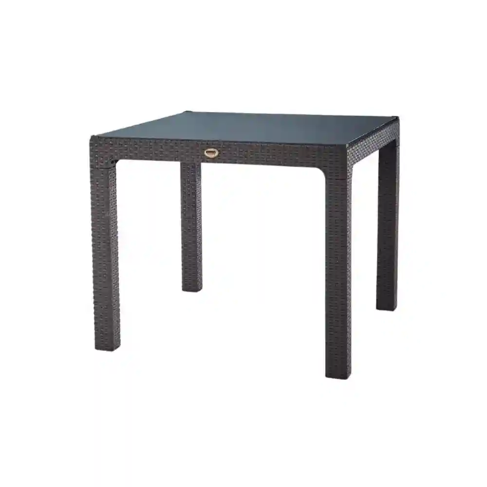 Masă din plastic cu sticlă 90x90 Maro