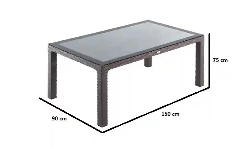 Masă din plastic cu sticlă 90x150 Maro
