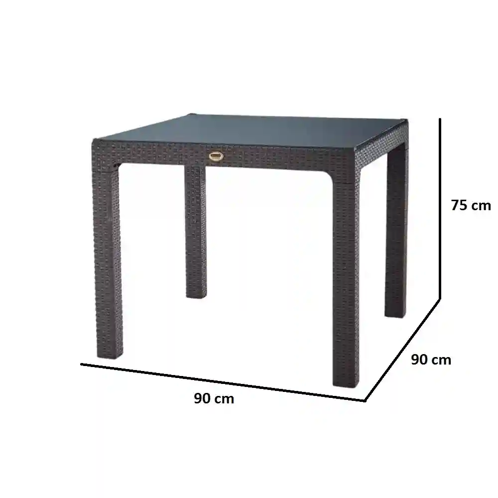 Masă din plastic cu sticlă 90x90 Maro