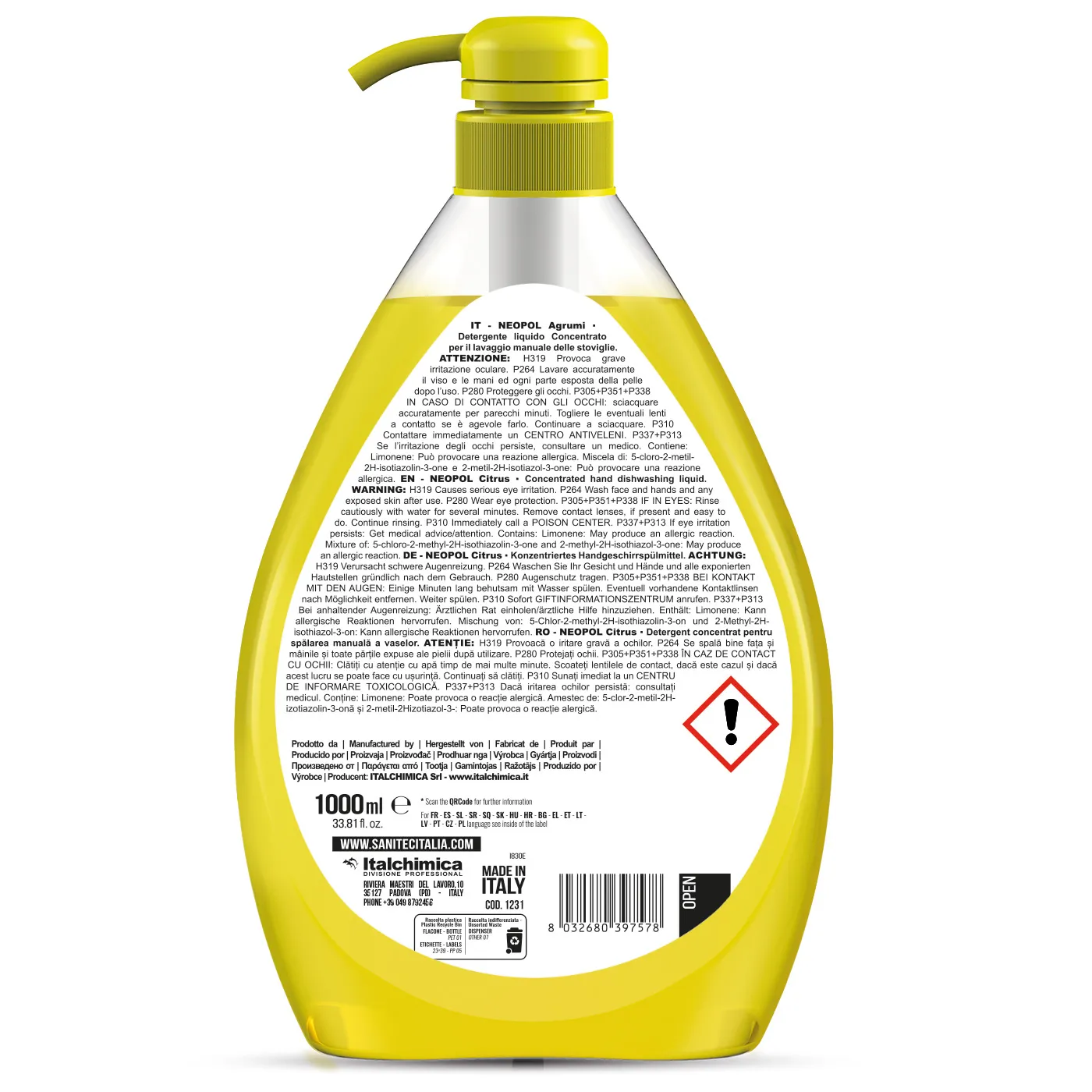 Neopol Agrumi - Detergent vase antibacterial 1 L - 1231